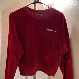 Large Red Corduroy Champion Crew Neck